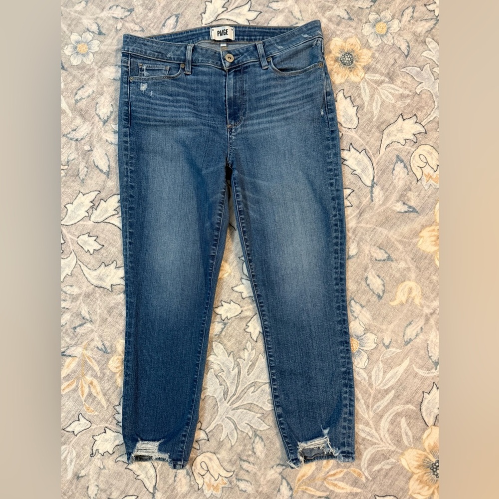 PAIGE Skyline Skinny Crop Sz 31‎ North Star distressed